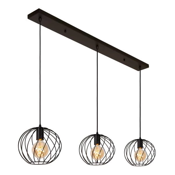 Lucide DANZA - Pendant light - 3xE27 - Black - detail 4